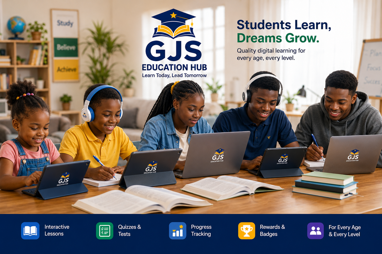 Students learning with GJS at home